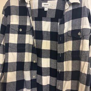 Sonoma Navy and White Checkered Flannel Shirt